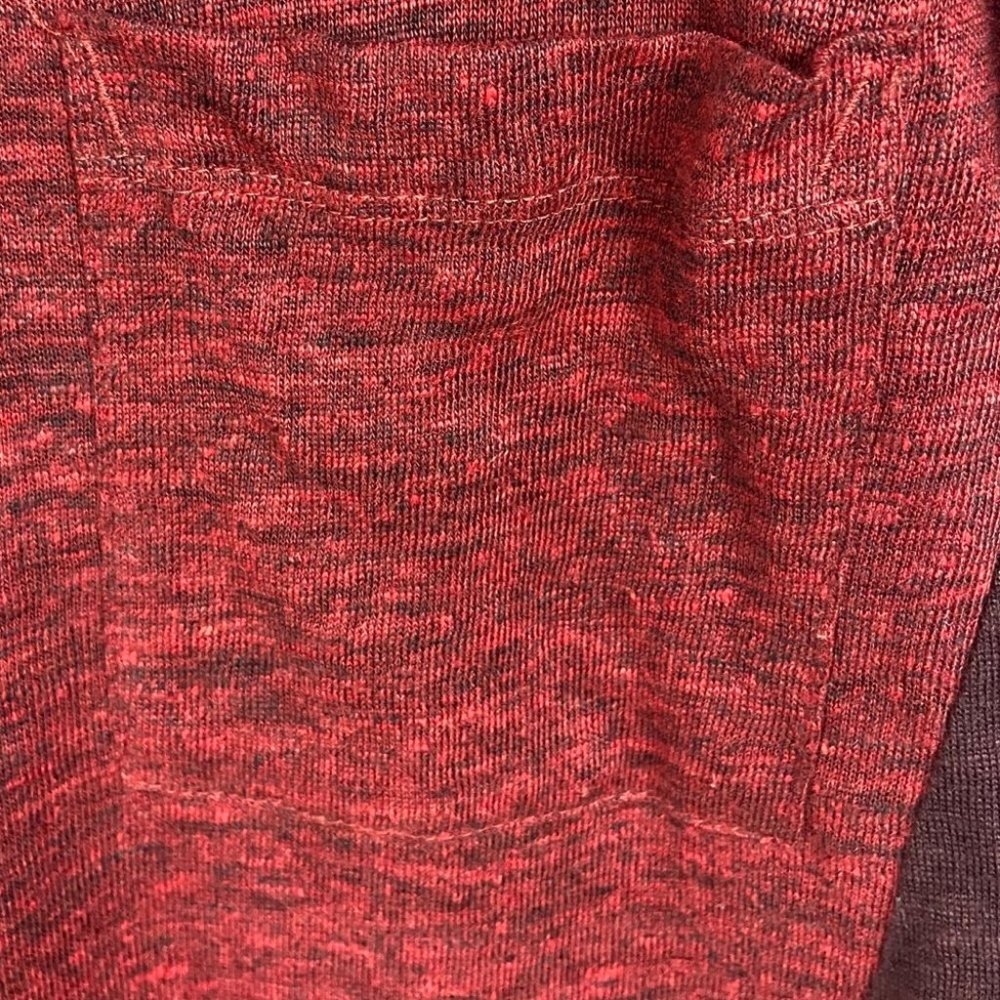 Madewell‎ 100% Linen Curveball Long Sleeve Tee Red Size XS Pocket Crew Neck Top - Picture 5 of 9